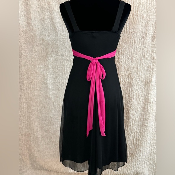 Ruby Rox Vintage Y2K Sz Small Black with Pink Satin Trim Dress A Line Sleeveless - Picture 4 of 6